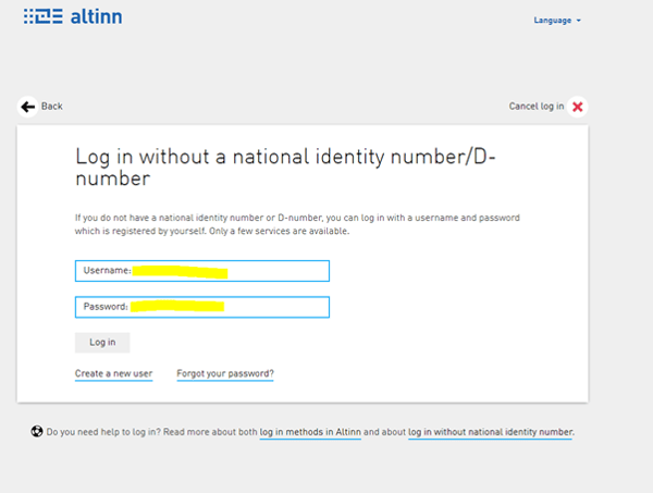 Photo: Log in with username and password