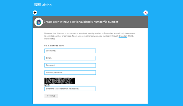 Photo: Username created in Altinn.no for approval and LEI (Legal Entity Identifier)
