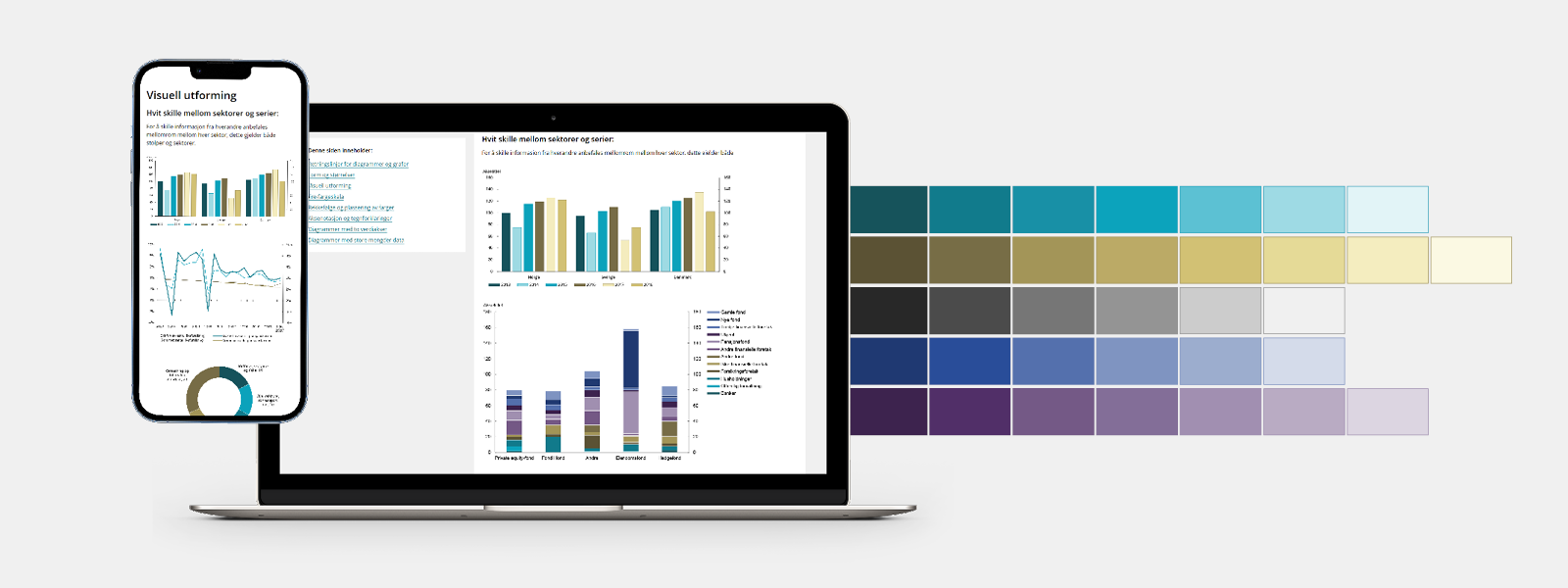 Visuelle eksempler p&aring; grafisk design hos Finanstilsynet