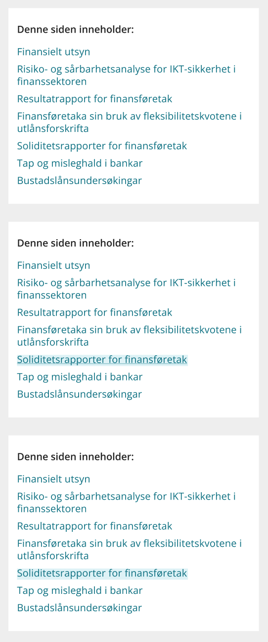 Beskrivelse av stegene for innholdsfortegnelse