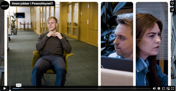 Finanstilsynet Bilde fra videoklipp om hvem so jobber i Finanstilsynet.